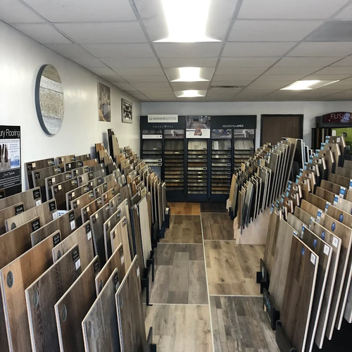 Flooring sample display in a San Diego Showroom